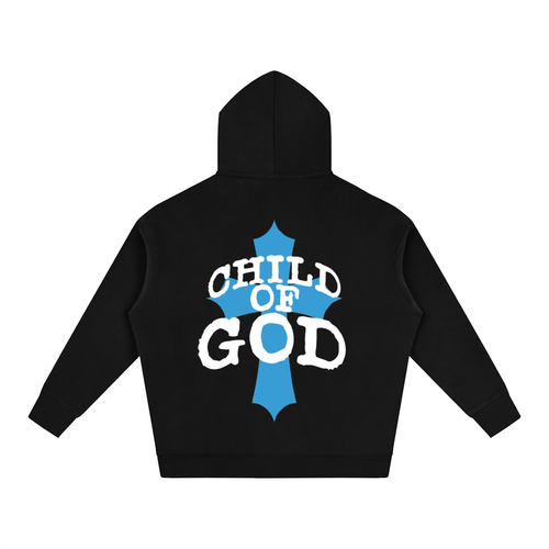 Child of God Baggy Hoodie (Black and Blue)